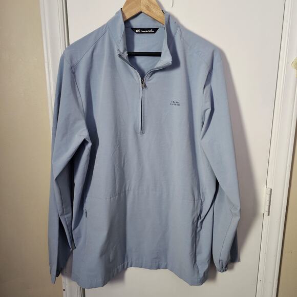 Travis Mathew Twin Fin Quarter Zip Pullover Heather Ash Blue Size Large Golf - Picture 1 of 8